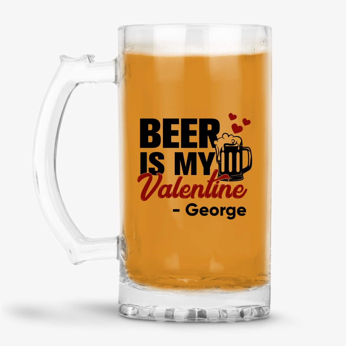 Spersonalizowany kufel do piwa z napisem – „Beer is my Valentine”