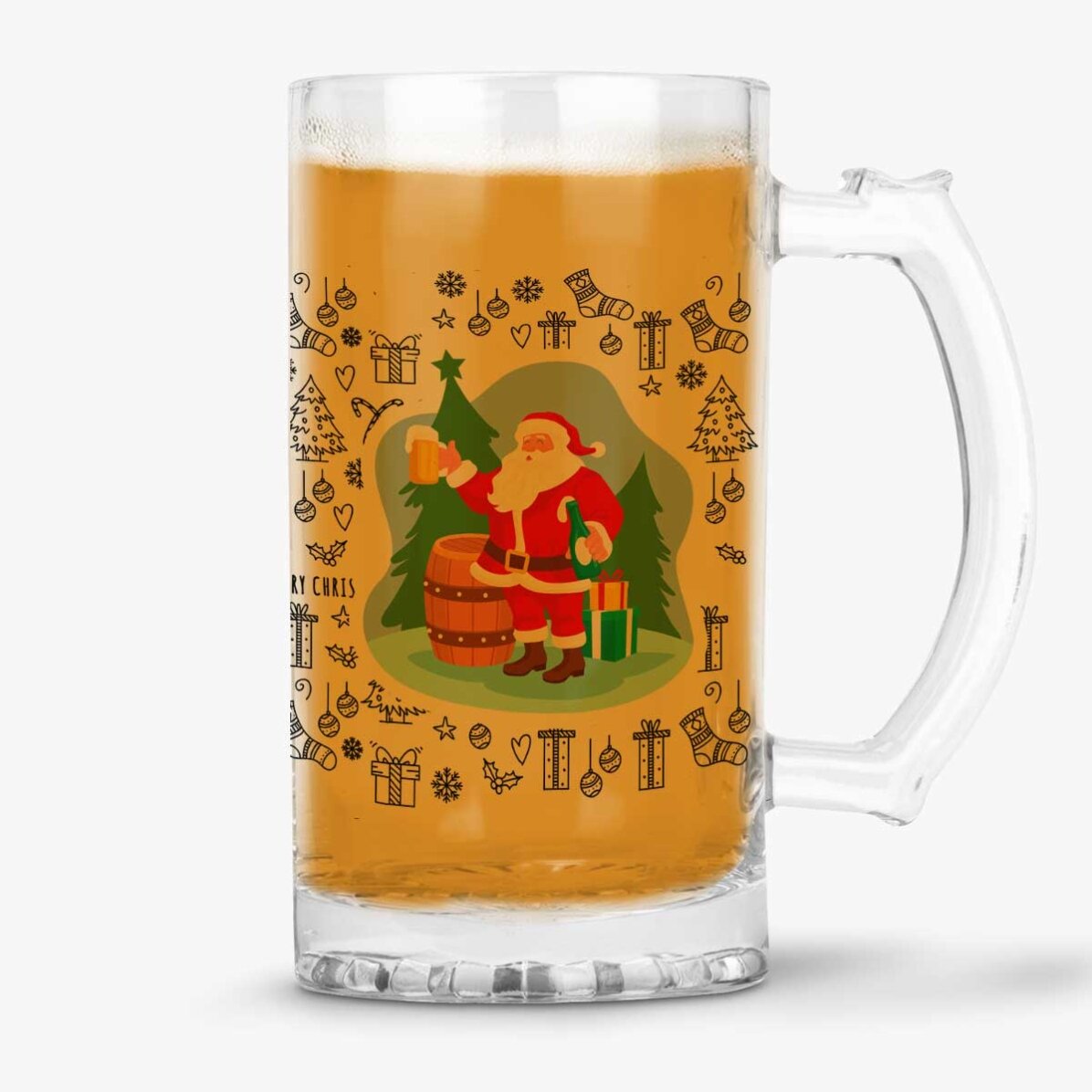 Spersonalizowany kufel do piwa z świątecznym napisem – Ho Ho Hold My Beer