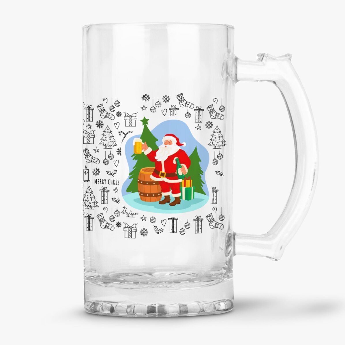 Spersonalizowany kufel do piwa z świątecznym napisem – Ho Ho Hold My Beer