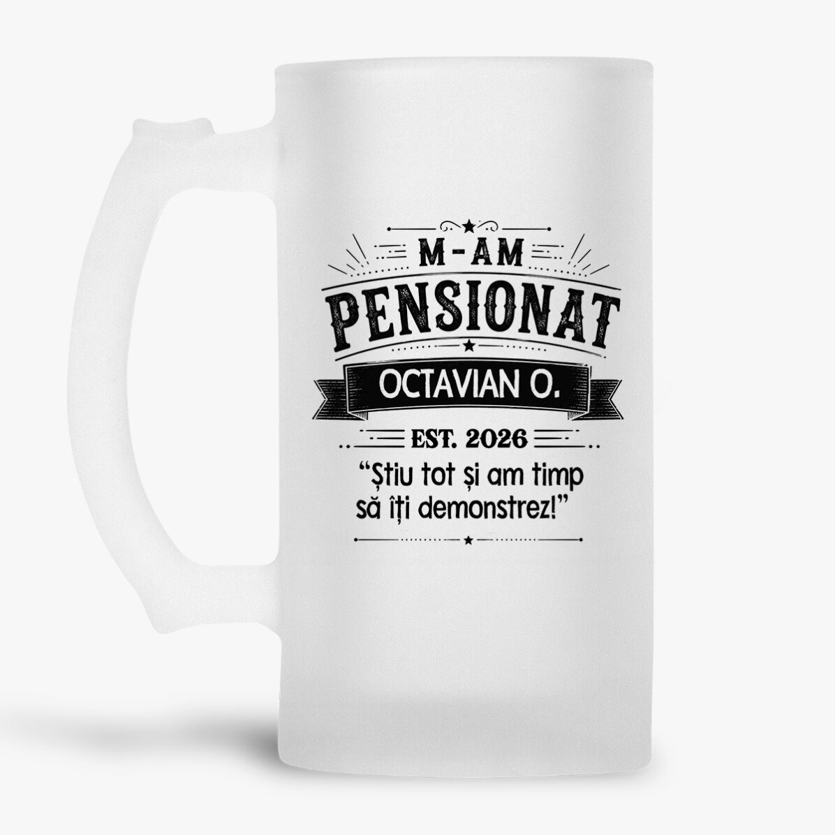 Spersonalizowany kufel do piwa z napisem – Emeryt