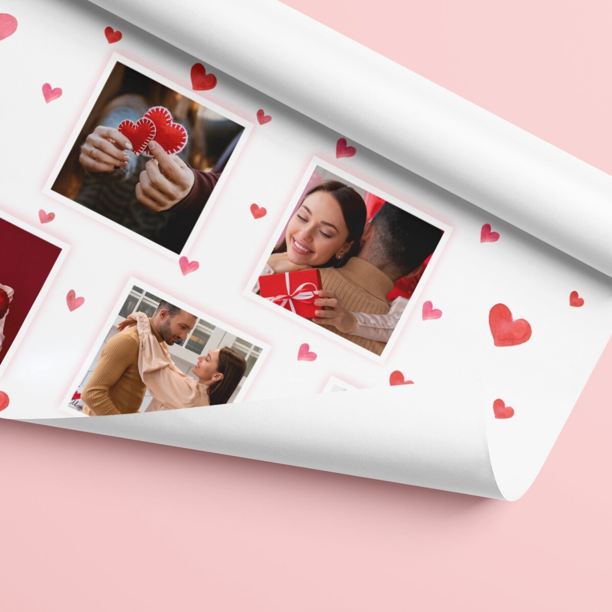 Spersonalizowany papier do pakowania prezentów z 10 zdjęciami i wiadomością – Love