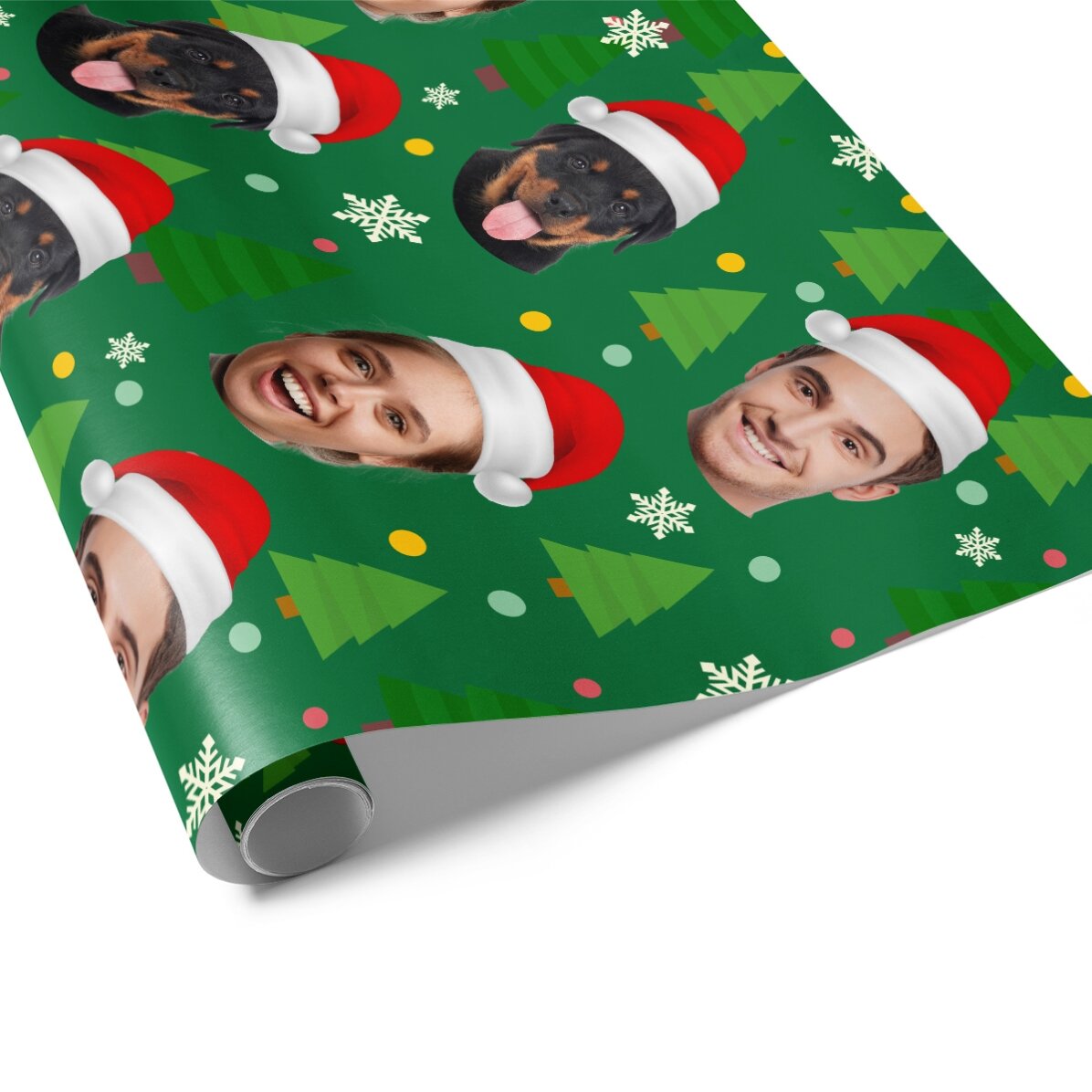 Spersonalizowany papier do pakowania prezentów z 3 zdjęciami – Funny Christmas