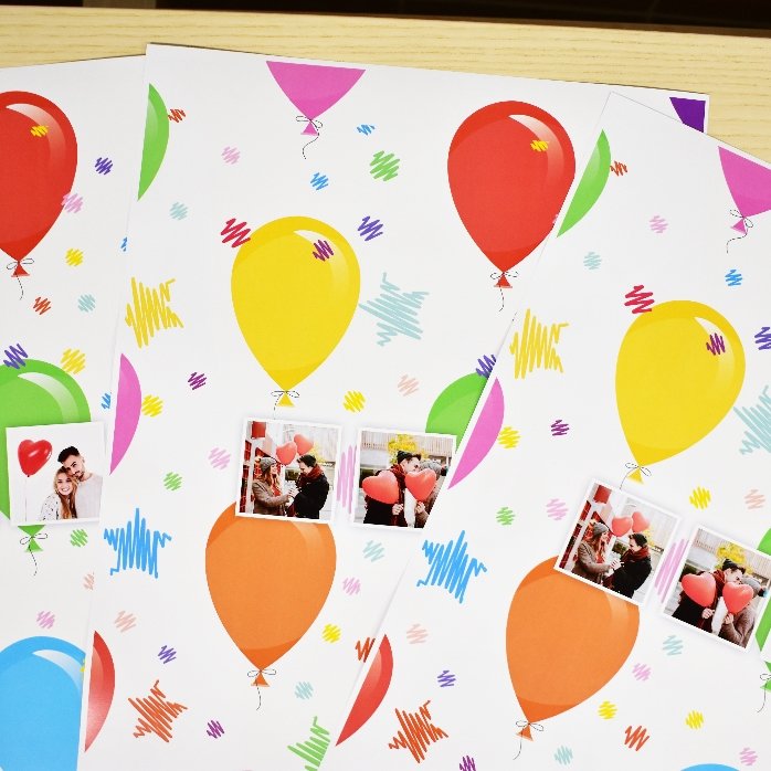 Personalised gift wrapping paper with 3 photos
