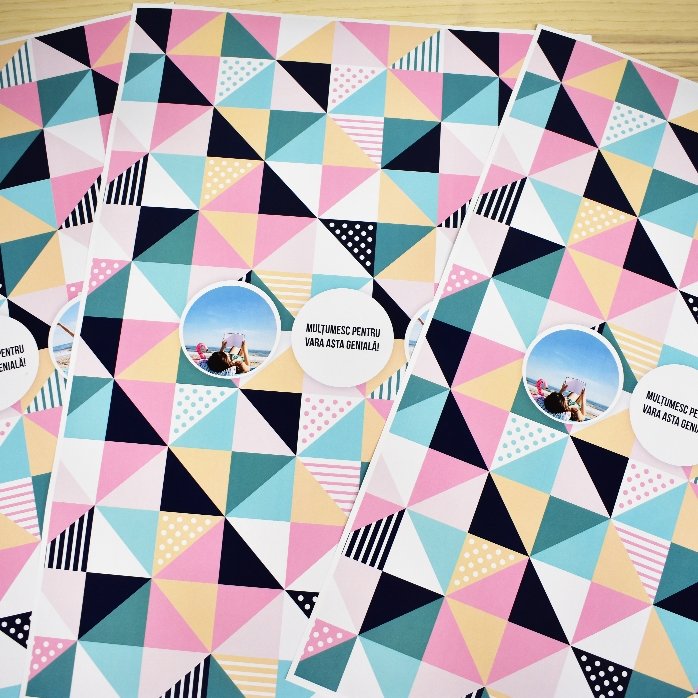 Personalised gift wrapping paper with 2 photos and text