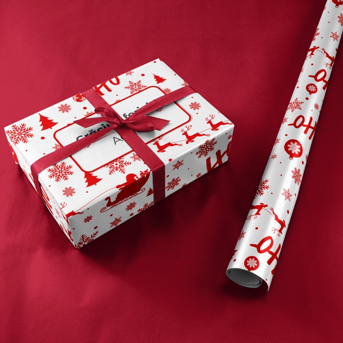 Spersonalizowany papier do pakowania prezentów z napisem w ramce – Christmas spirit