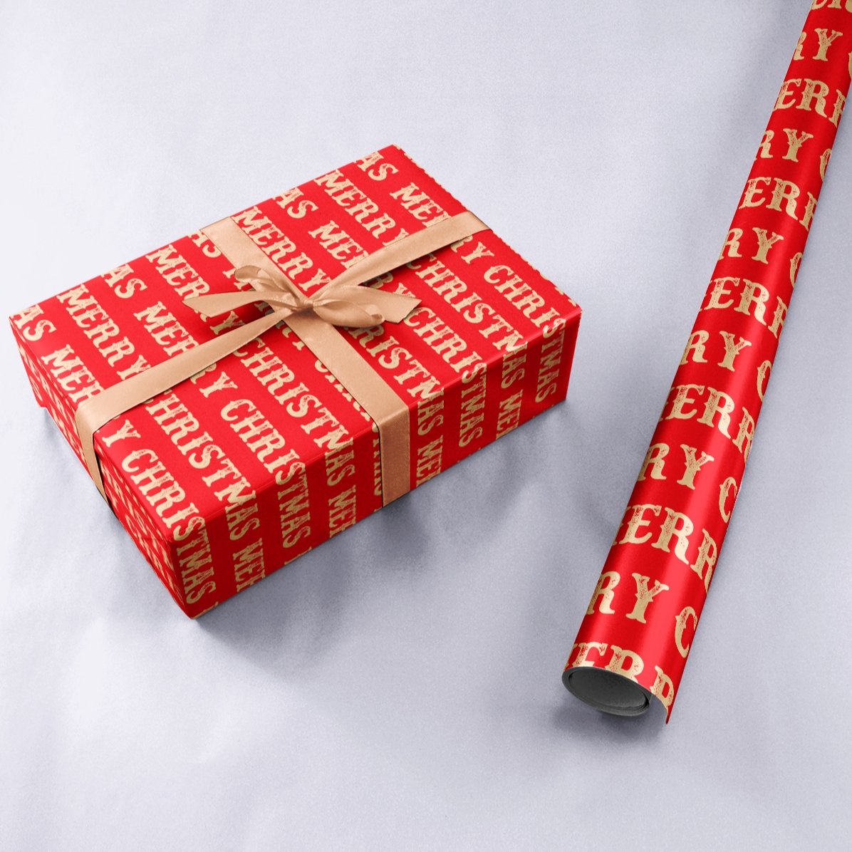 Personalised gift wrapping paper with text in a border - Merry Christmas