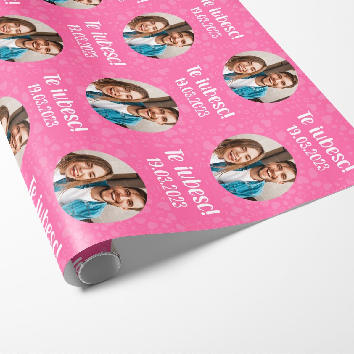 Personalised gift wrapping paper with text and photo - I love you!