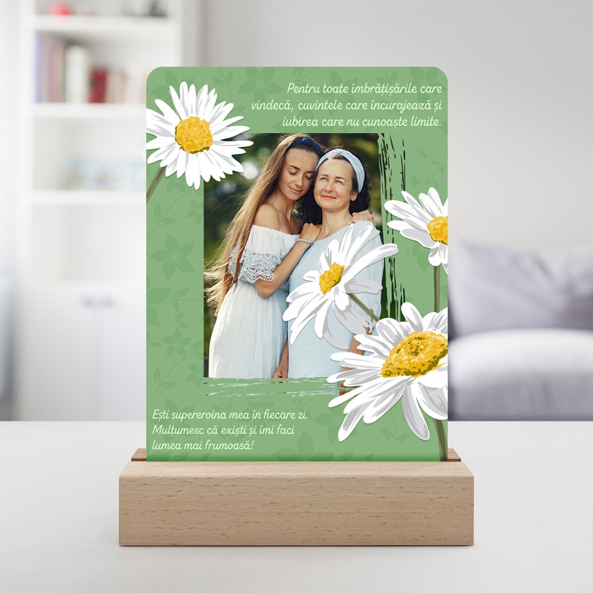 Spersonalizowana lampa nocna LED ze zdjęciem i napisem – Daisies