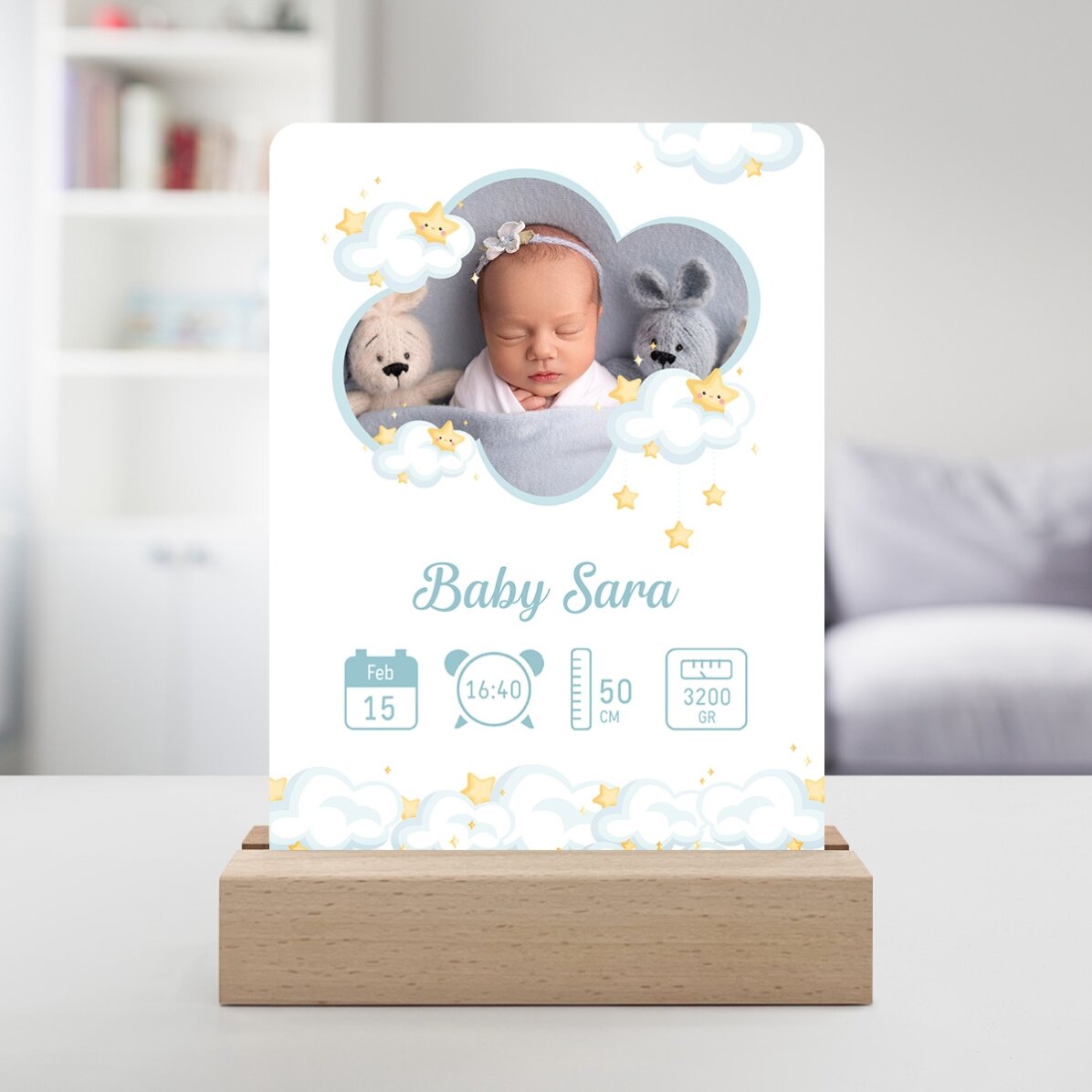 Spersonalizowana lampka nocna LED ze zdjęciem i napisem – Baby