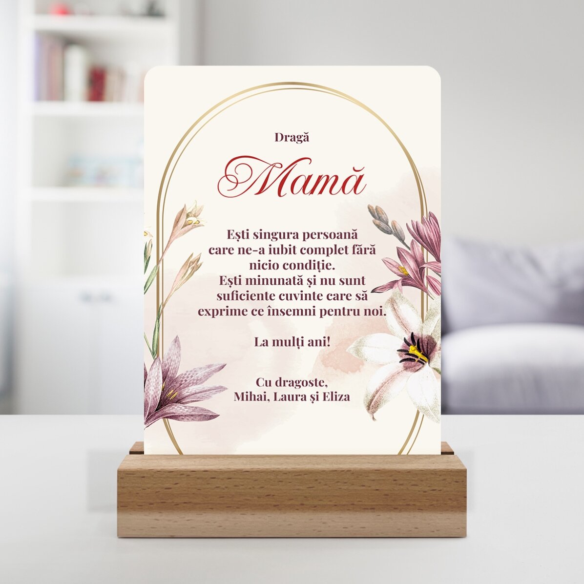 Personalised LED night light with message for mum