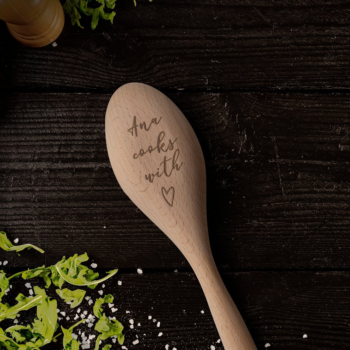 Spersonalizowana drewniana łyżka – Cook with love