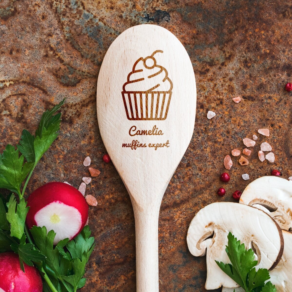 Spersonalizowana łyżka drewniana – Muffins Expert