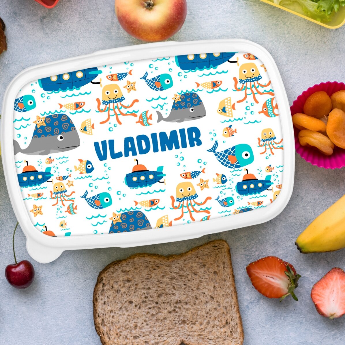 Pudełko na lunch, spersonalizowana zapiekanka z napisem – Blue sea