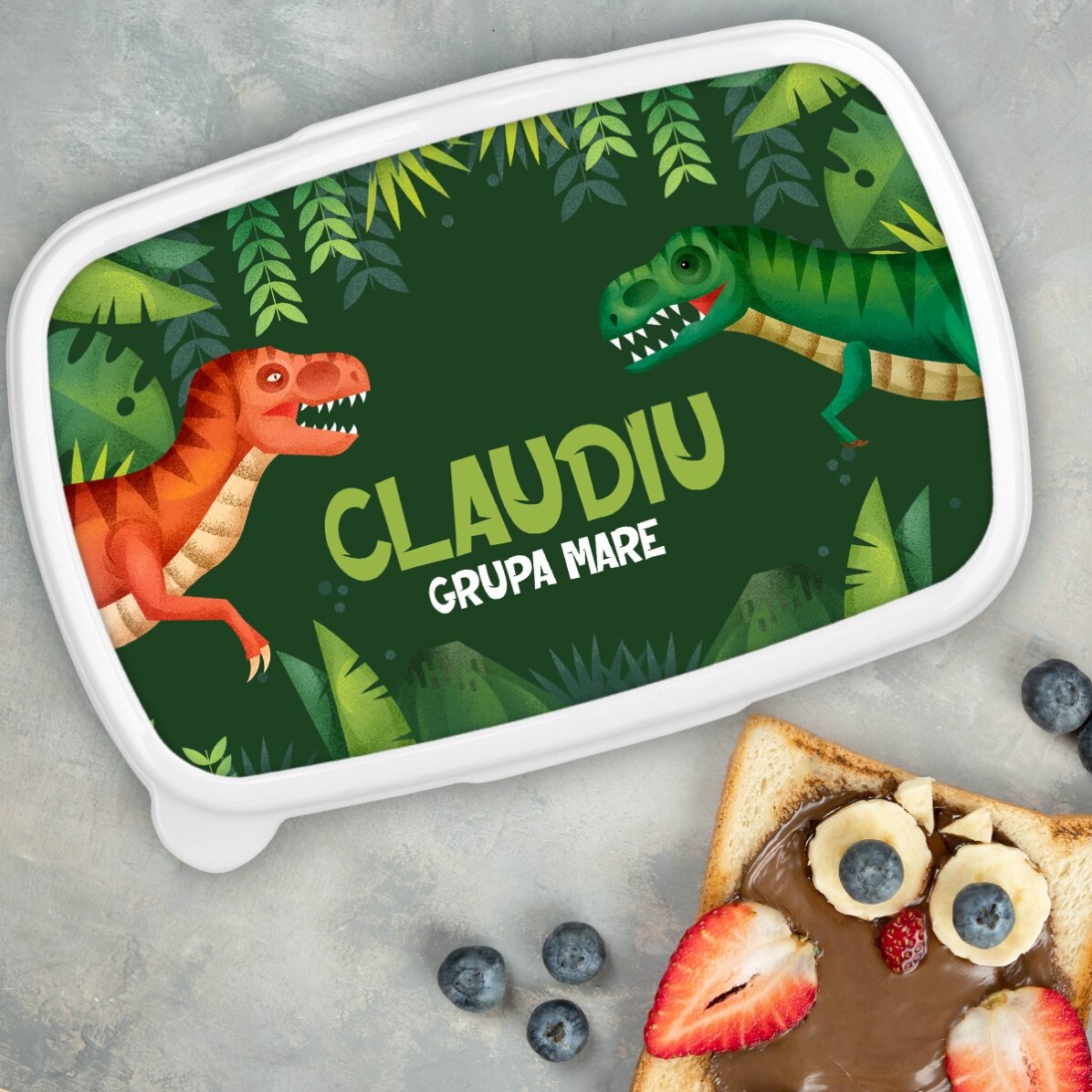 Lunch box, customised with text - T-Rex Dinosaur