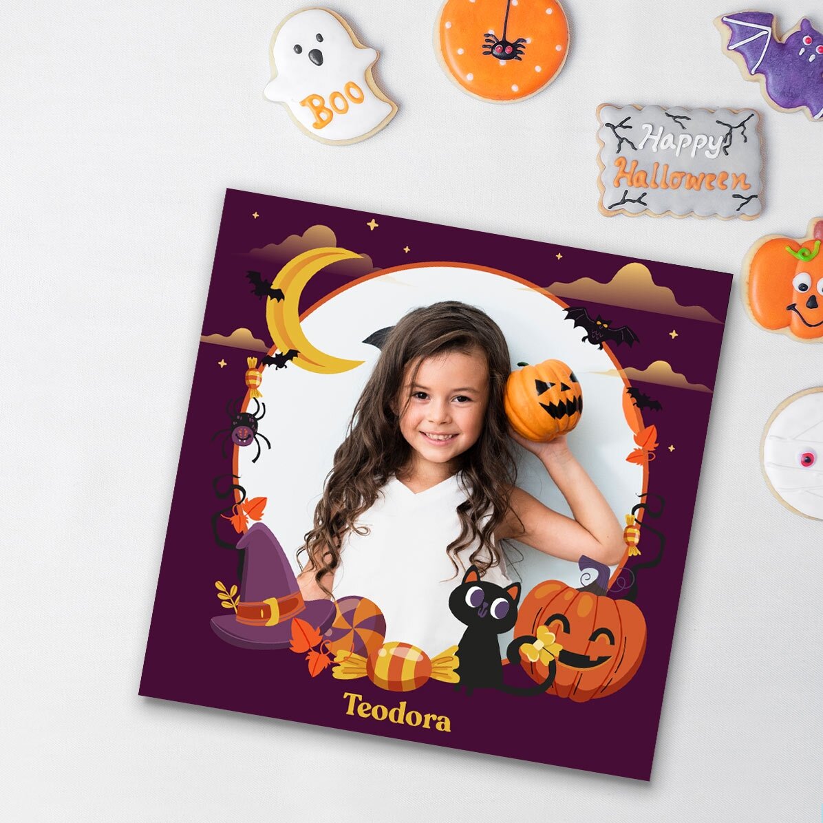 Magnes 10x10 z własnym zdjęciem i napisem – Happy Halloween