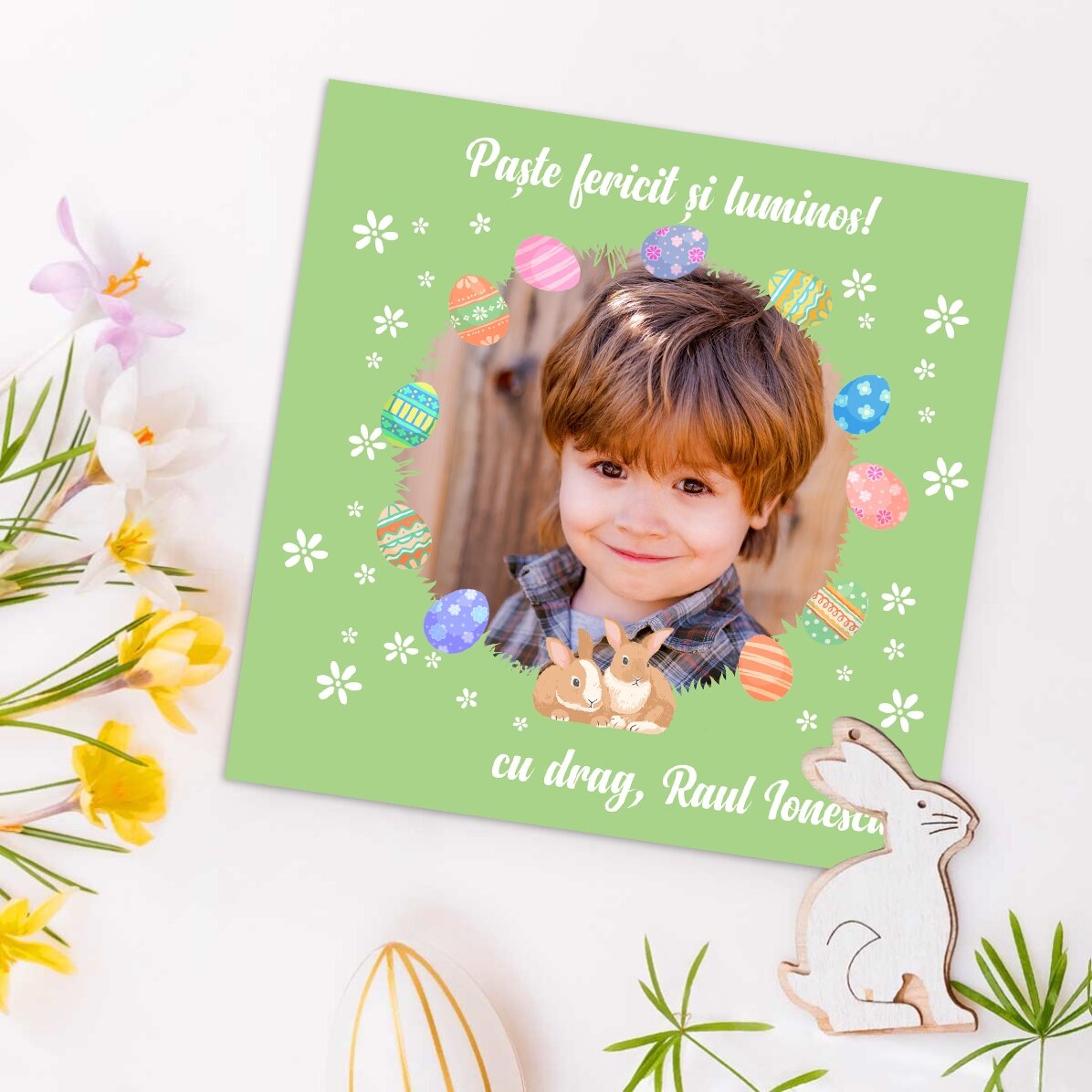 10x10 magnet personalised with a photo and text - Easter