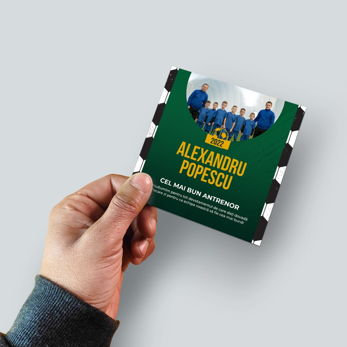 Personalised 10x10 magnet with photo and text - Football