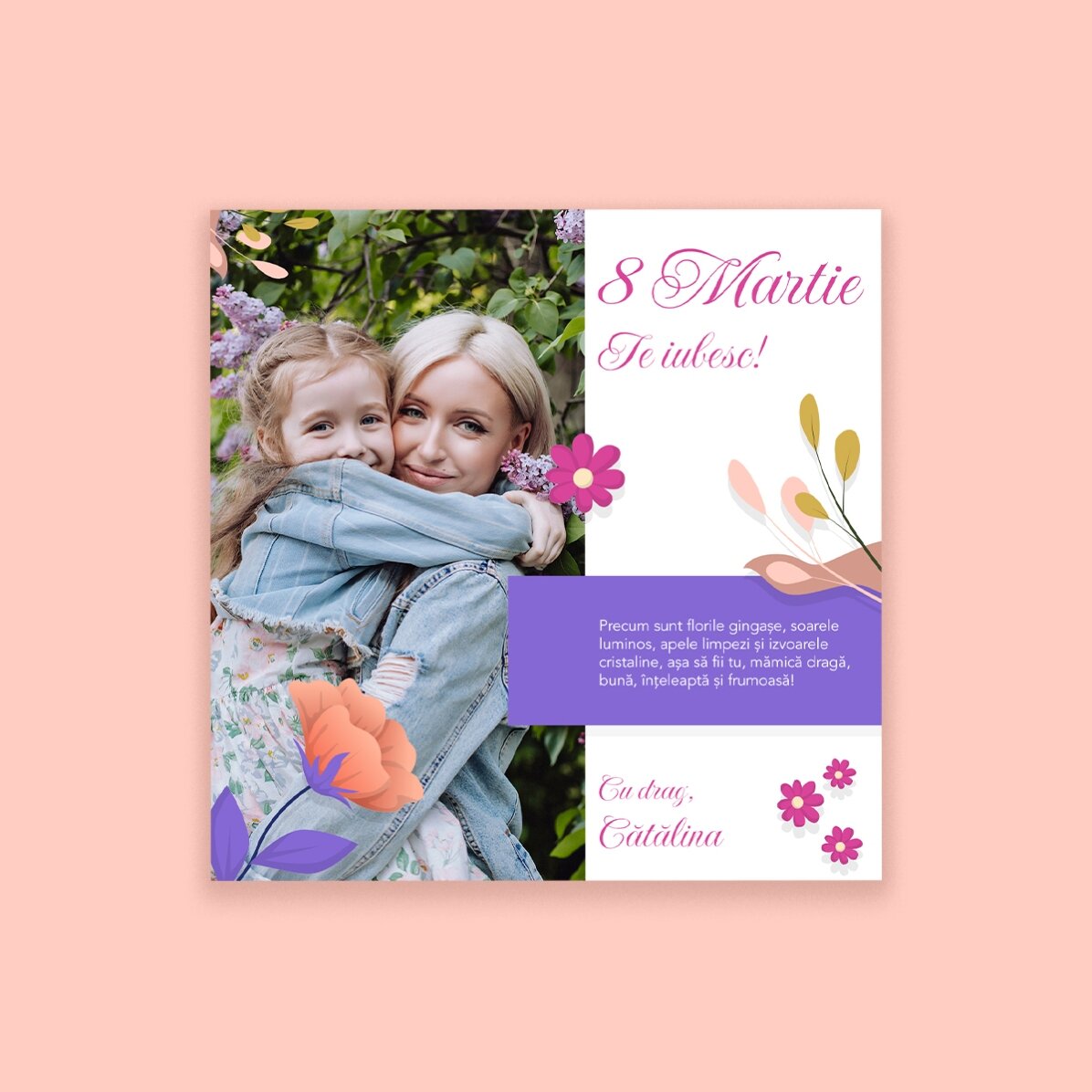 Personalised 10x10 magnet with photo and text - Joyful