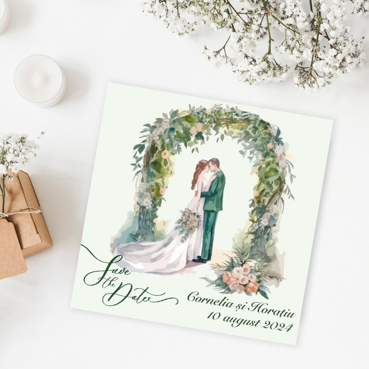 Spersonalizowany magnes 10x10 z napisem – „Save the date”
