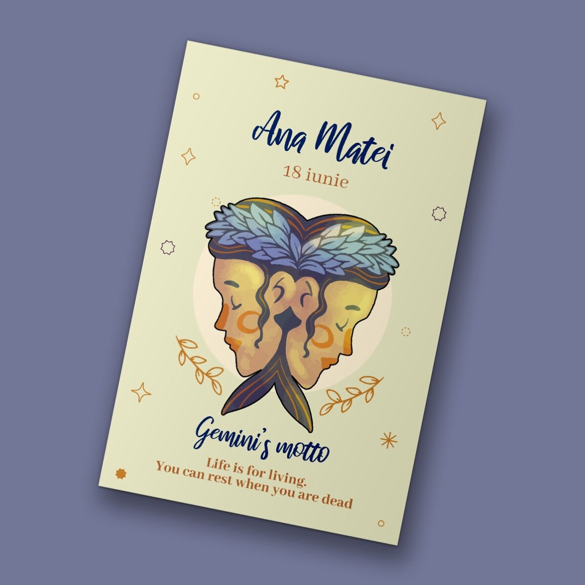 Spersonalizowany magnes 10 x 15 cm z napisem – znak zodiaku Bliźnięta