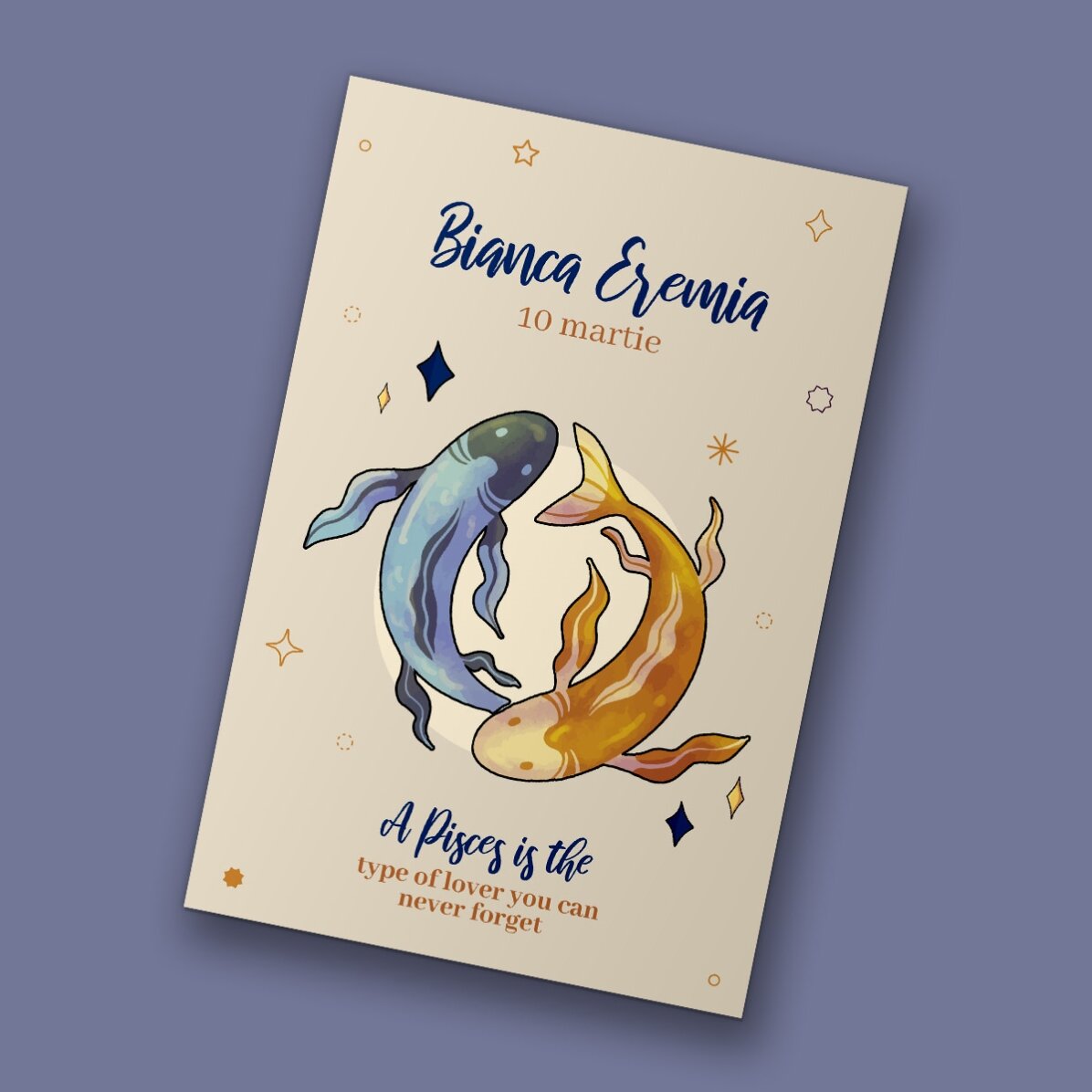 Spersonalizowany magnes 10 x 15 cm z napisem – znak zodiaku Ryby