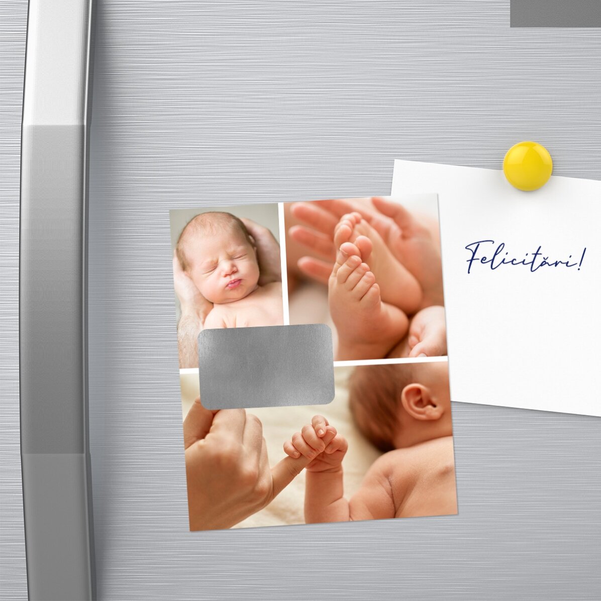 Reusable magnet 10x12 cm personalised with 3 photos and message