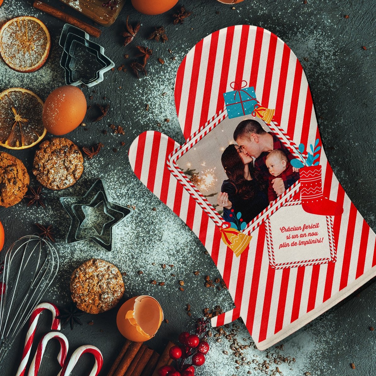 Spersonalizowana rękawica kuchenna ze zdjęciem i napisem – Candy Cane