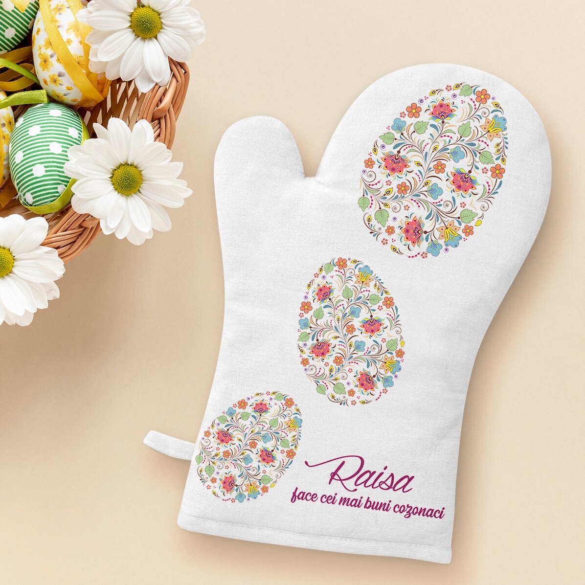 Spersonalizowana rękawica kuchenna z napisem – Happy Easter