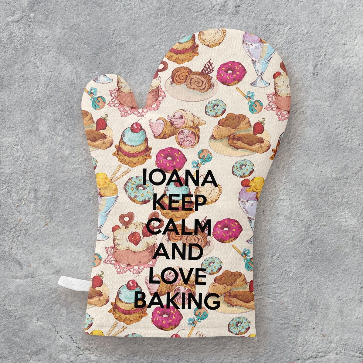 Personalised oven glove with text - Keep Calm