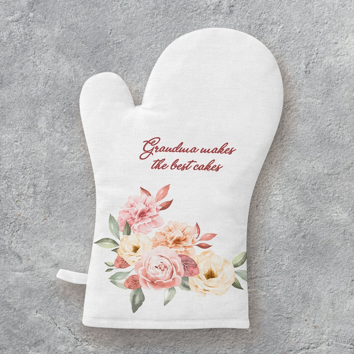 Spersonalizowana rękawica kuchenna z napisem – „Grandma’s cakes”