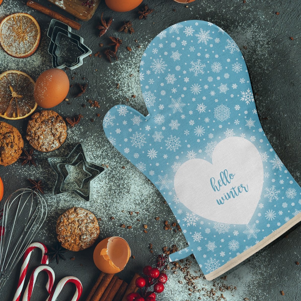 Spersonalizowana rękawica kuchenna z napisem – Hello Winter