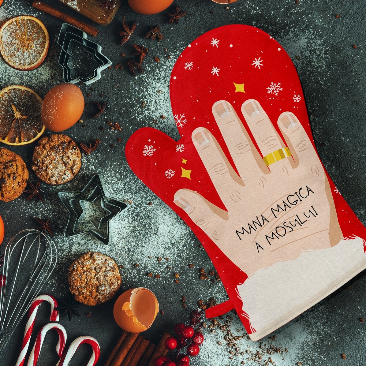 Personalised oven glove with text - Santa