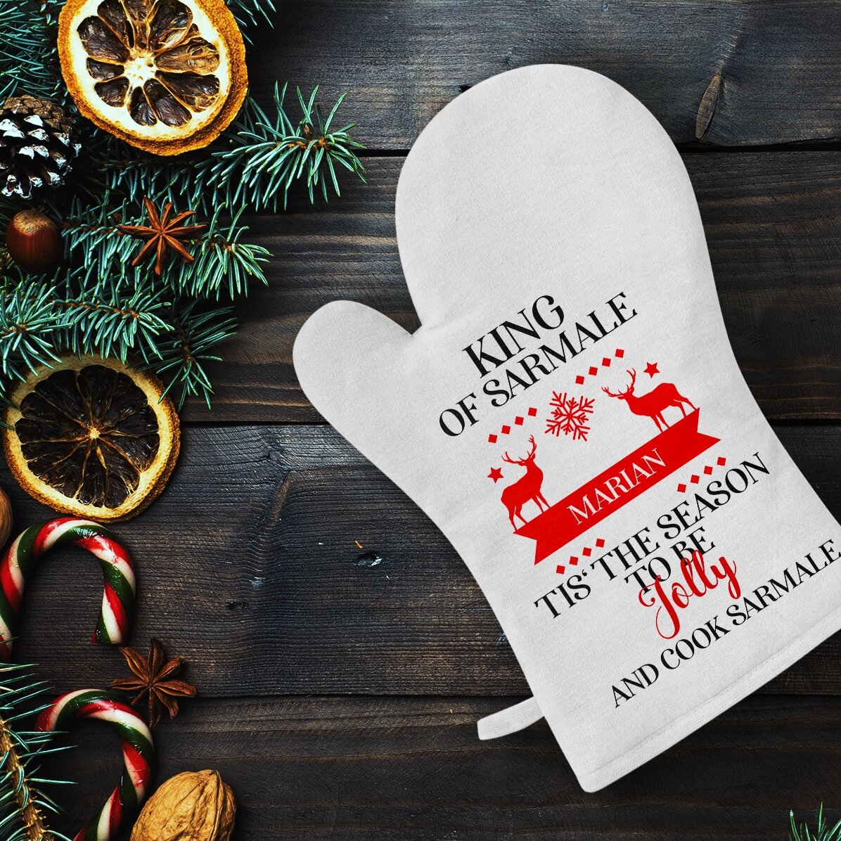 Spersonalizowana rękawica kuchenna z napisem – „King of sarmale”