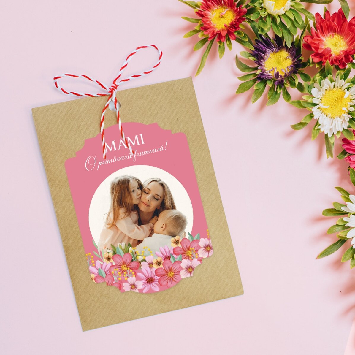 Spersonalizowany martisor do zasadzenia ze zdjęciem i wiadomością – Floral