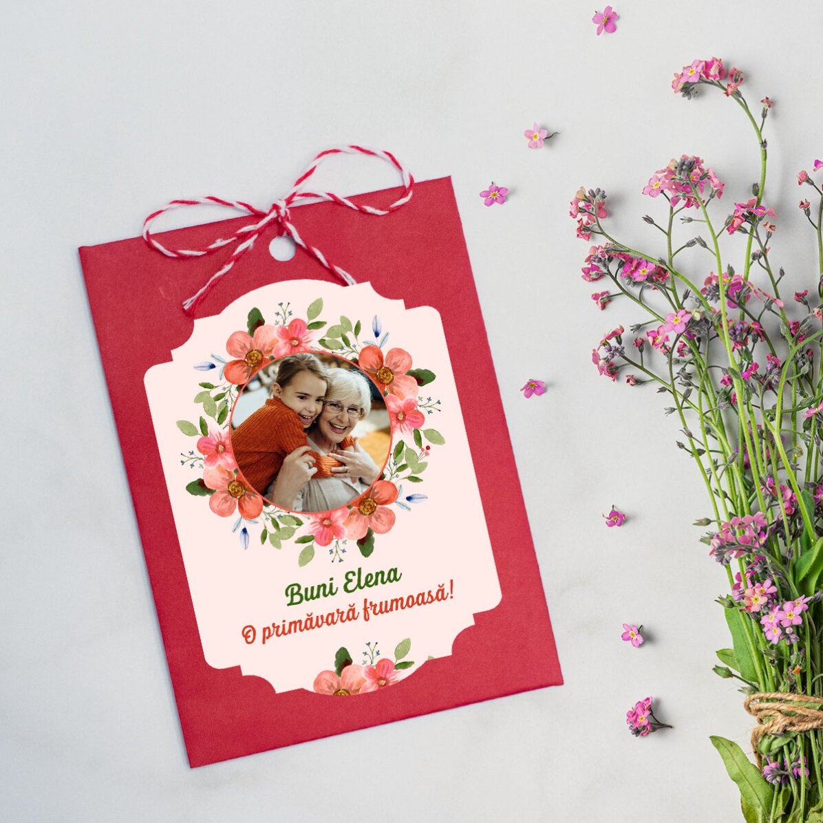 Spersonalizowany martisor do zasadzenia ze zdjęciem i wiadomością – Pięknej wiosny!