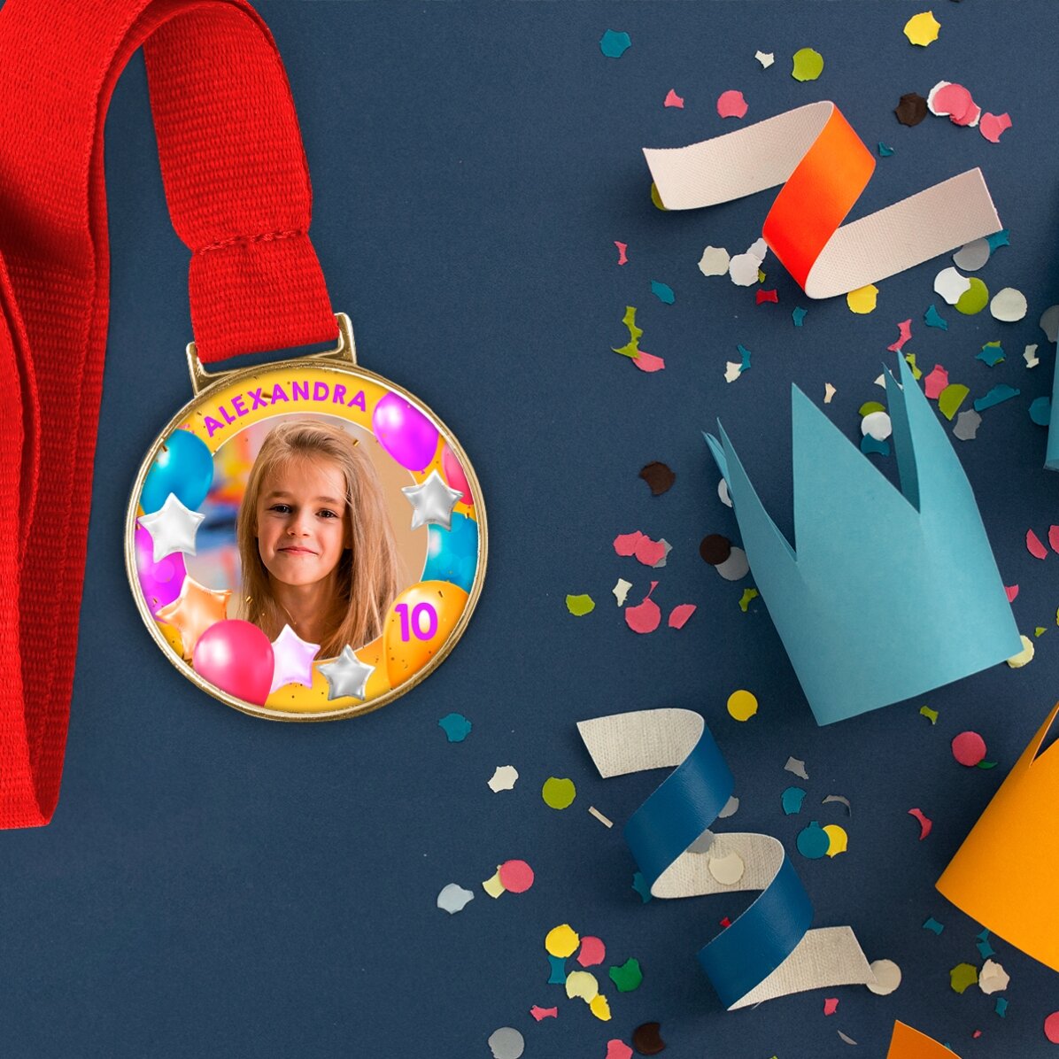 Personalised medal with a photo and text - Happy Birthday