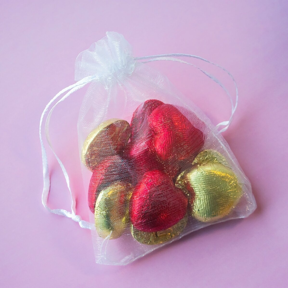 Set of 10 mini heart chocolates personalised with your graphics
