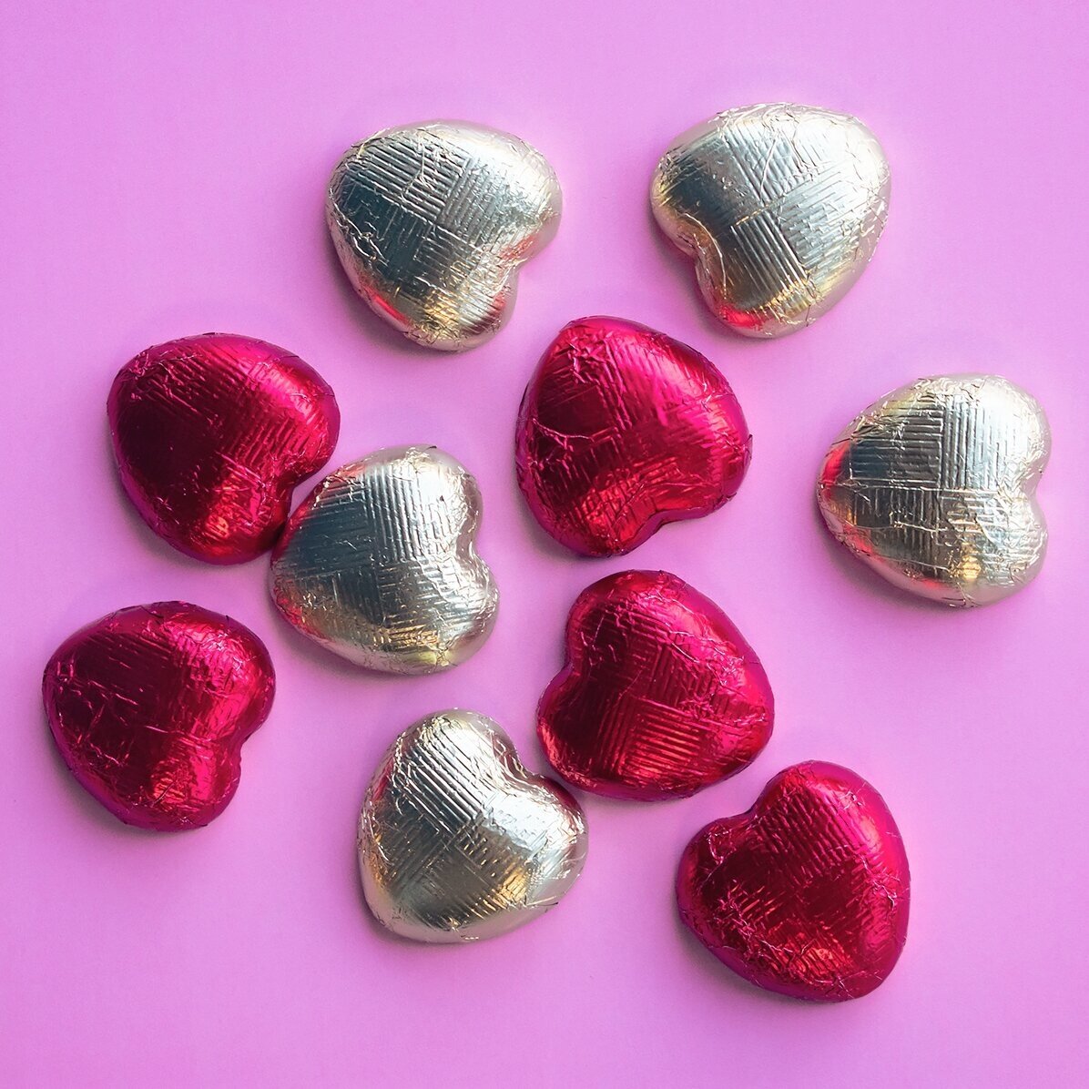Set of 10 mini heart chocolates personalised with your graphics