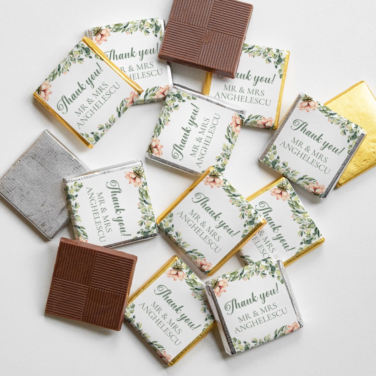 Personalised mini chocolate favour with message - Thank you!