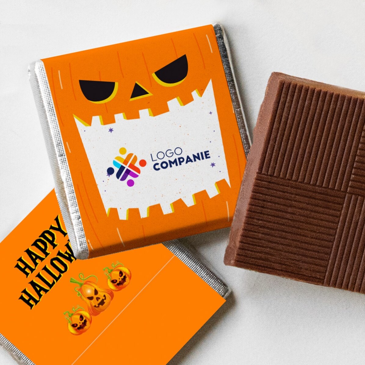 Mini czekoladka z indywidualnym nadrukiem z logo i napisem na Halloween – dynia