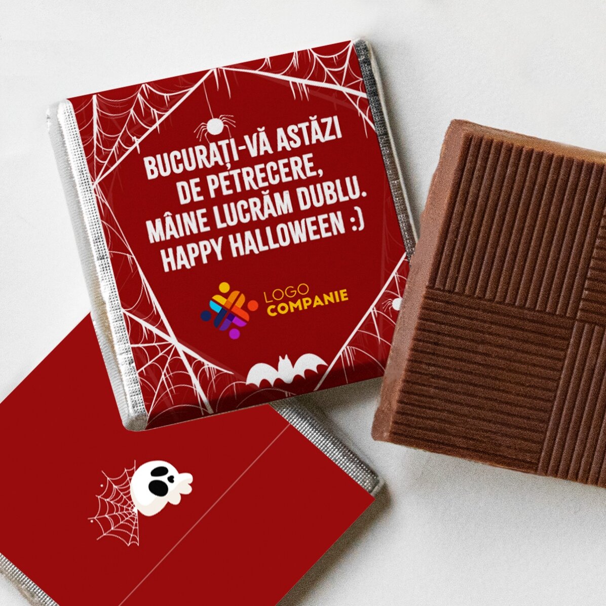 Mini czekoladka z indywidualnym nadrukiem logo i napisem – Halloween