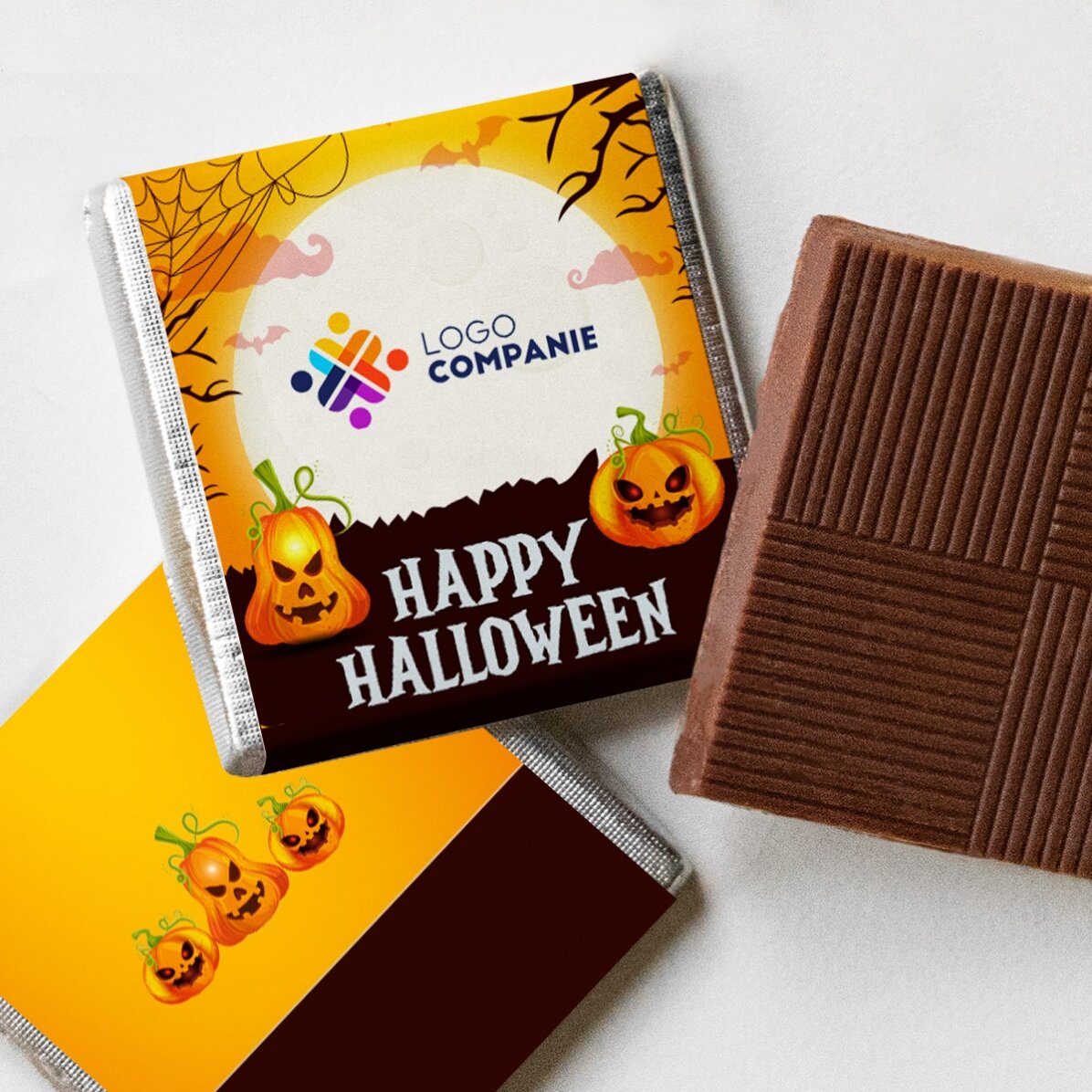 Mini czekoladka z indywidualnym nadrukiem logo i napisem – Wesołego Halloween