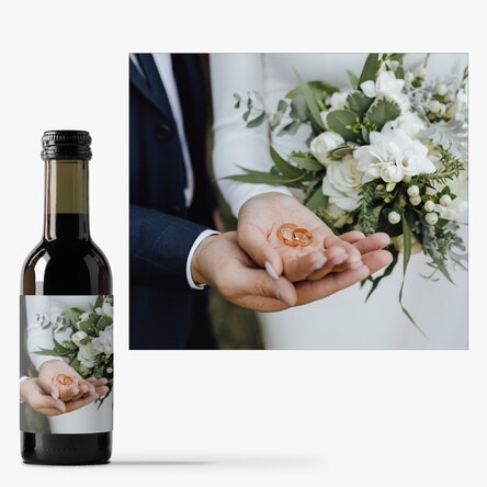Mini wine bottle personalised with a photo
