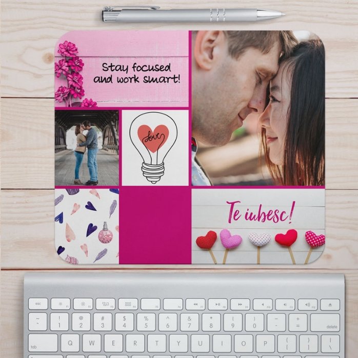 Spersonalizowana podkładka pod mysz z napisem i zdjęciem – Love