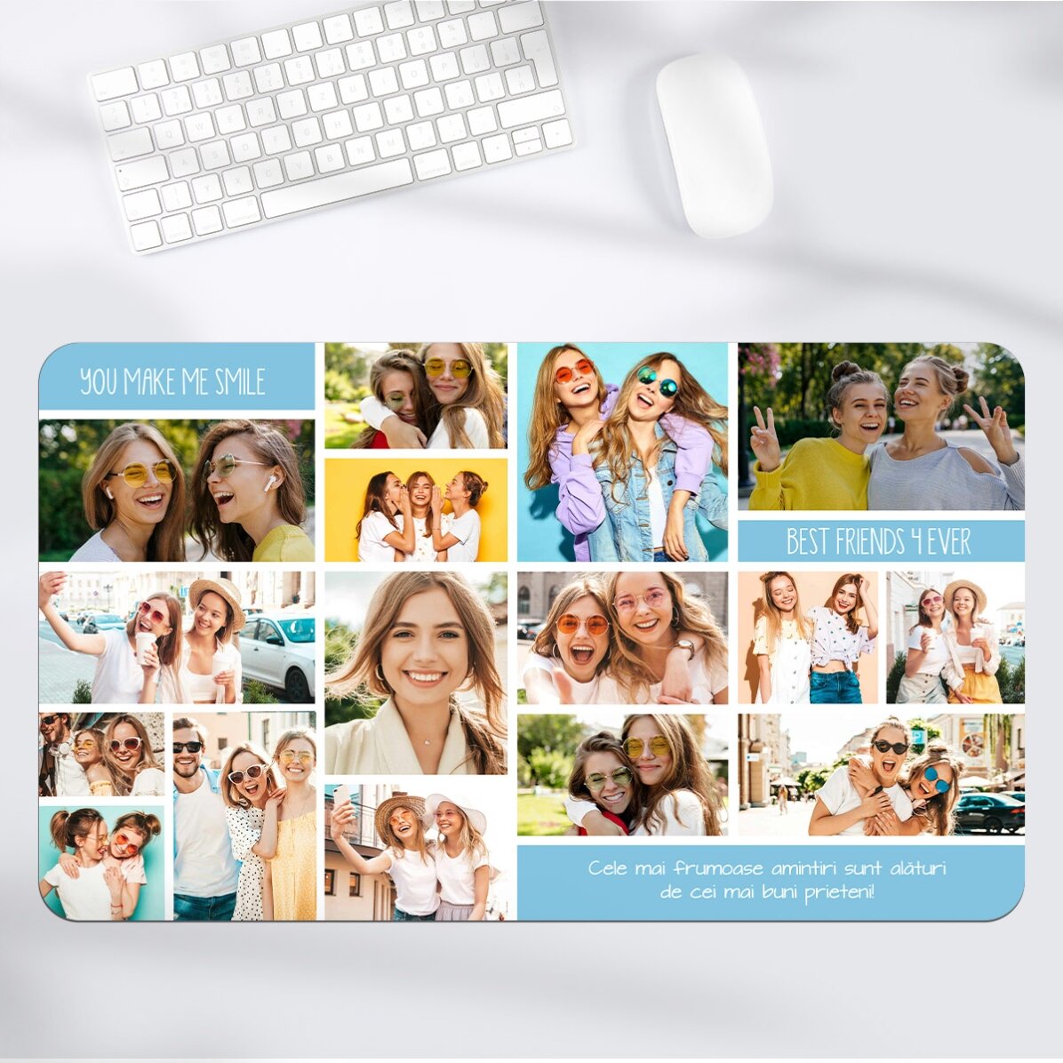 Personalised XXL mouse pad with photo collage and text