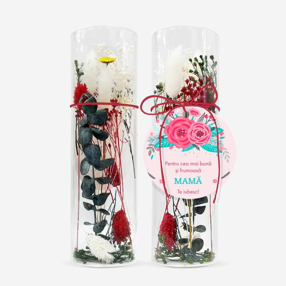 Glass ornament with preserved flowers personalised with text - Flowers