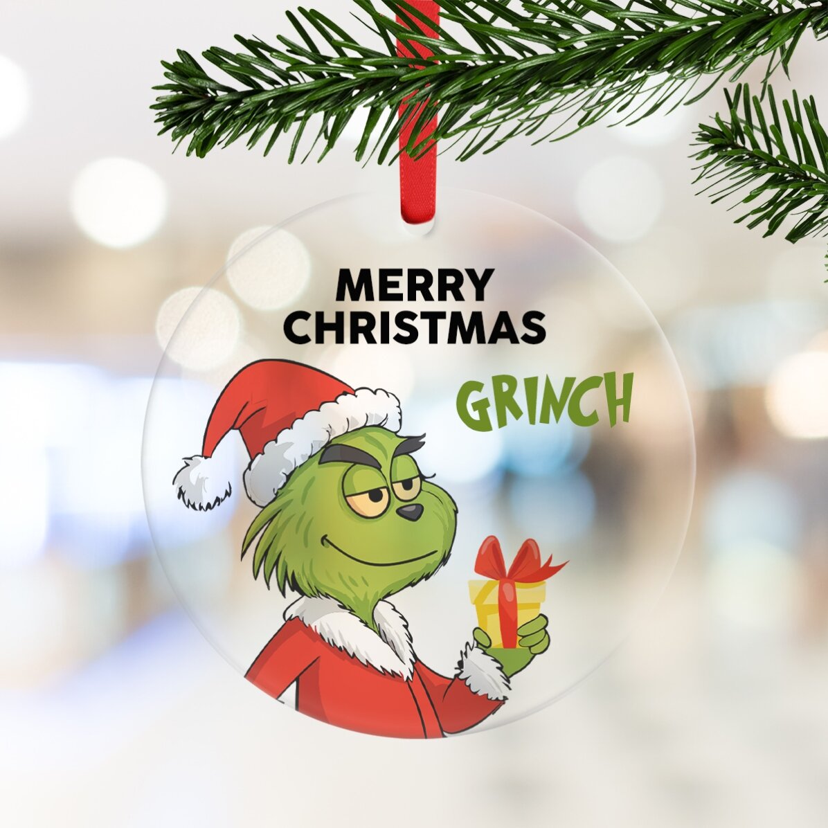 Okrągła ozdoba z indywidualnym napisem – Grinch