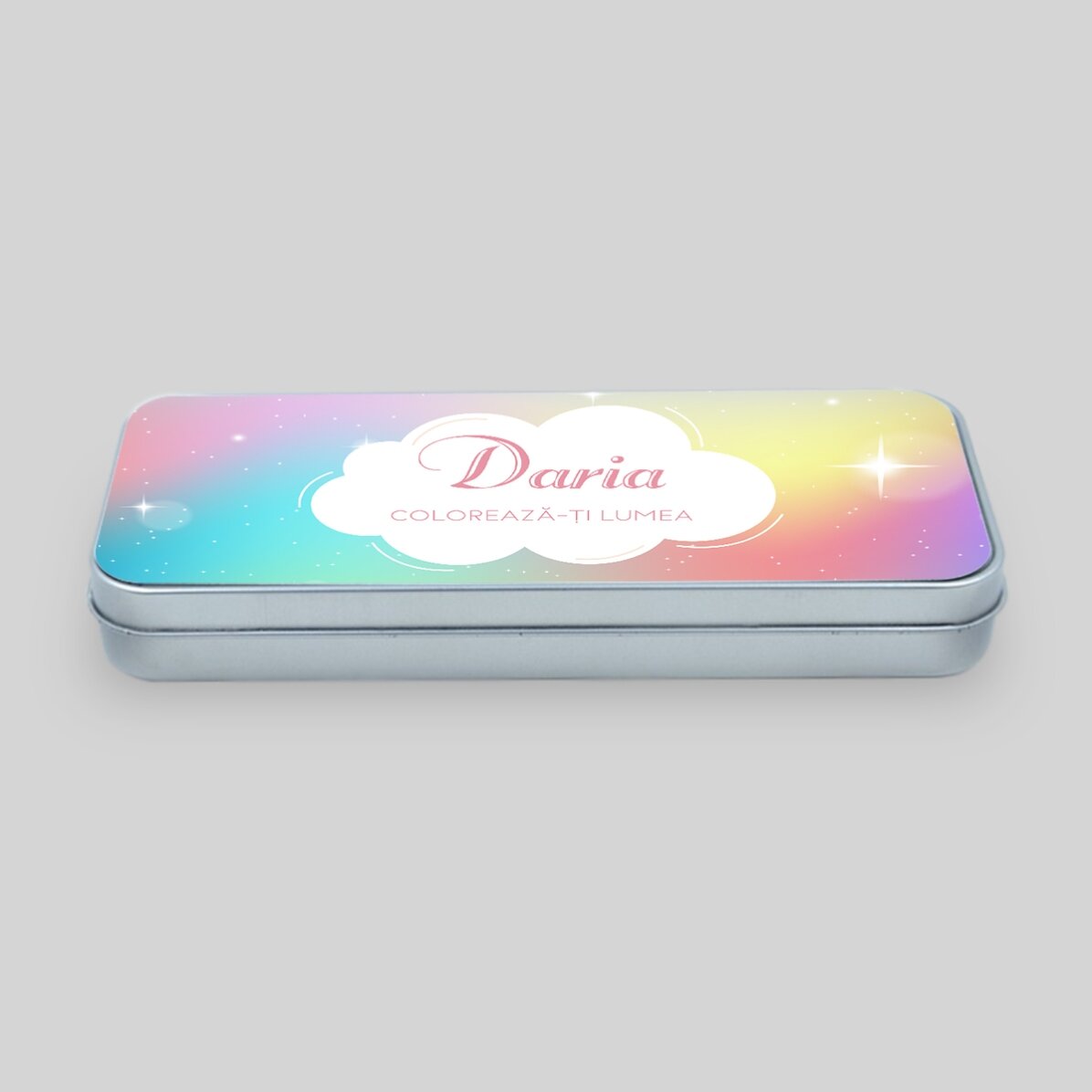 Personalised pencil case with text - Rainbow