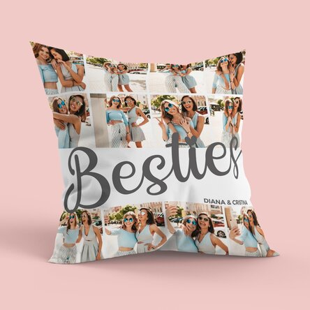 Personalised cushion with 12 photos, large format - Besties