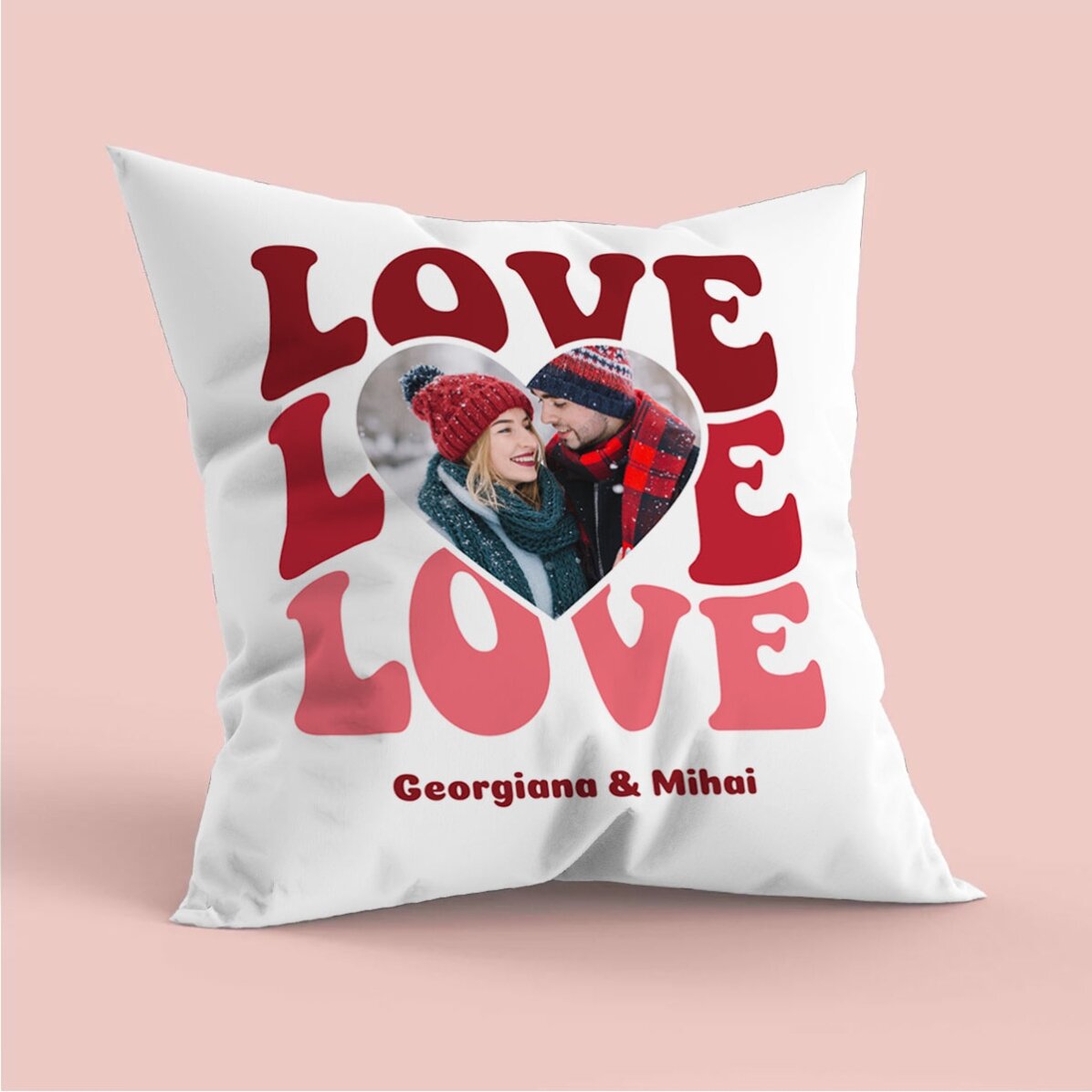 Spersonalizowana poduszka ze zdjęciem i napisem – Love